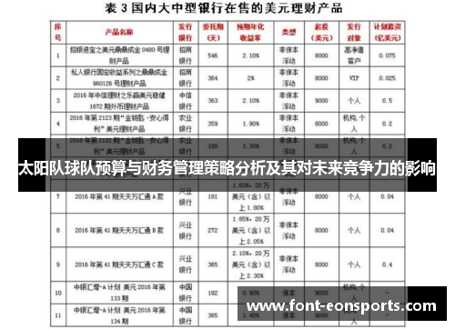 太阳队球队预算与财务管理策略分析及其对未来竞争力的影响
